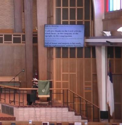  Sanctuary monitor showing Call to Worship